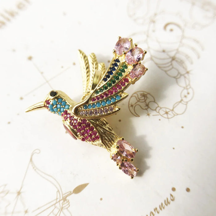 925 Sterling Silver Colourful Hummingbird Pendant Summer Jewelry For Women