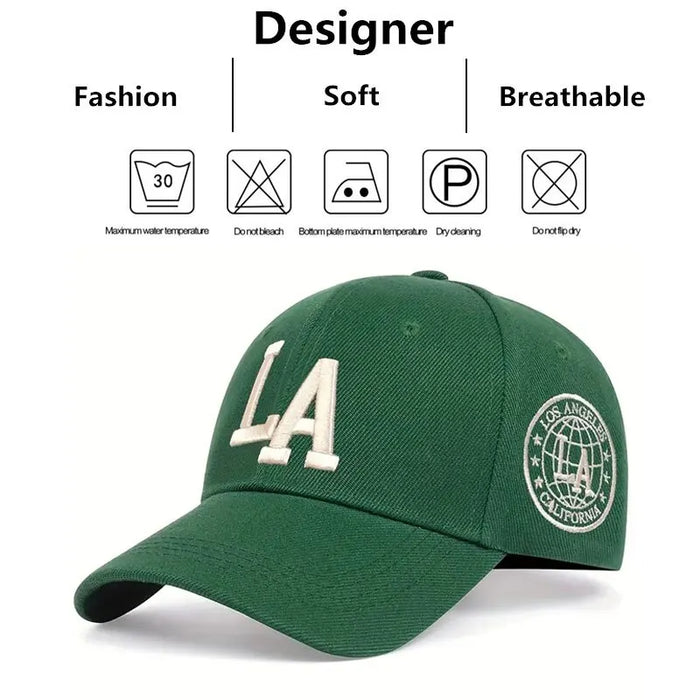 La Letter Embroidery Snapback Baseball Cap Unisex Outdoor Sun Hat