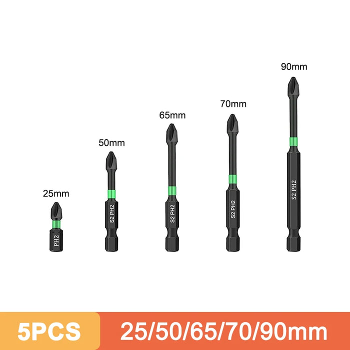 Ph2 Magnetic Cross Impact Screwdriver Bit Set High Hardness Non Slip