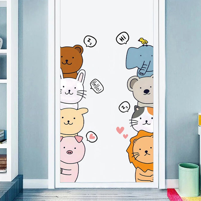 Cartoon Animal Wall Decals For Kids Room Decor