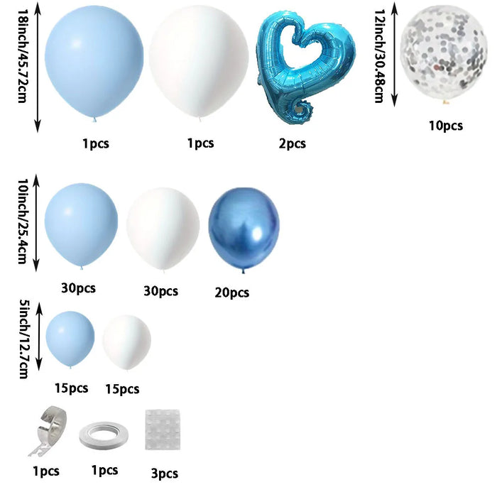 129Pcs Light Blue Hooked Star Birthday Balloon Set Suitable For Engagement Birthday Wedding Party Decoration Wreath Arch Set