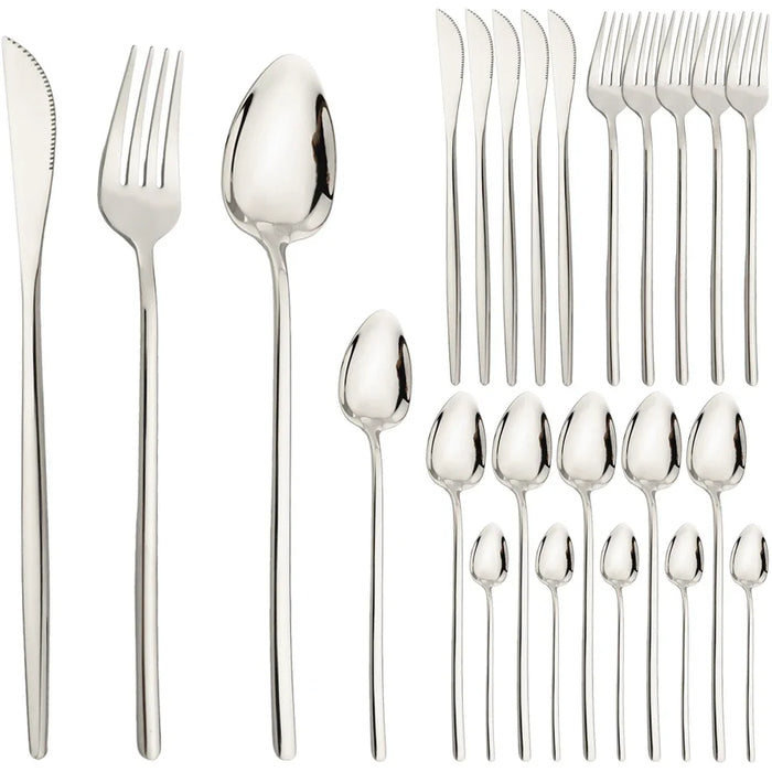 24 Piece Stainless Steel Cutlery Set For Kitchen Dining