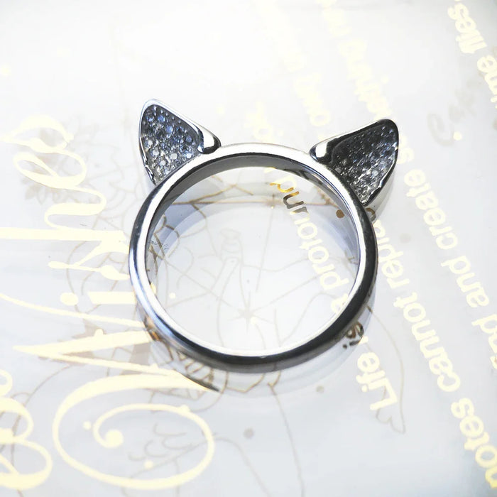 925 Sterling Silver Cat Ears Band Ring Europe Style Fashion Jewelry For Women