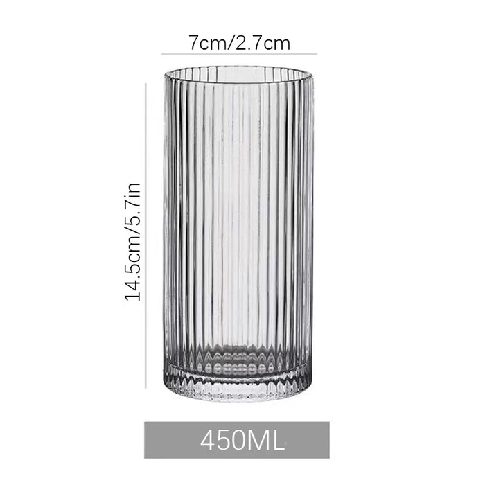 Striped Glass Cup For Coffee Juice Or Milk Perfect For Cafes Hotels And Parties