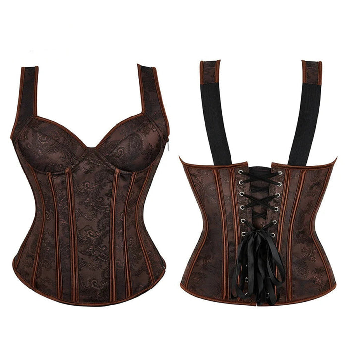 Black Retro Steampunk Padded Corset & Bustier Side Zipper Plus Size