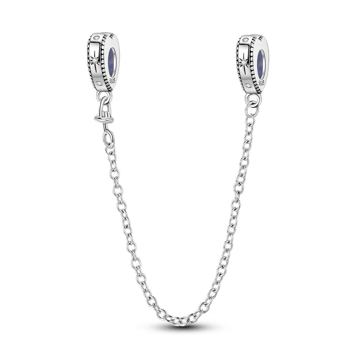 925 Sterling Silver Star Moon Safety Chain Fits Bracelet / Necklace Diy Gift For Women