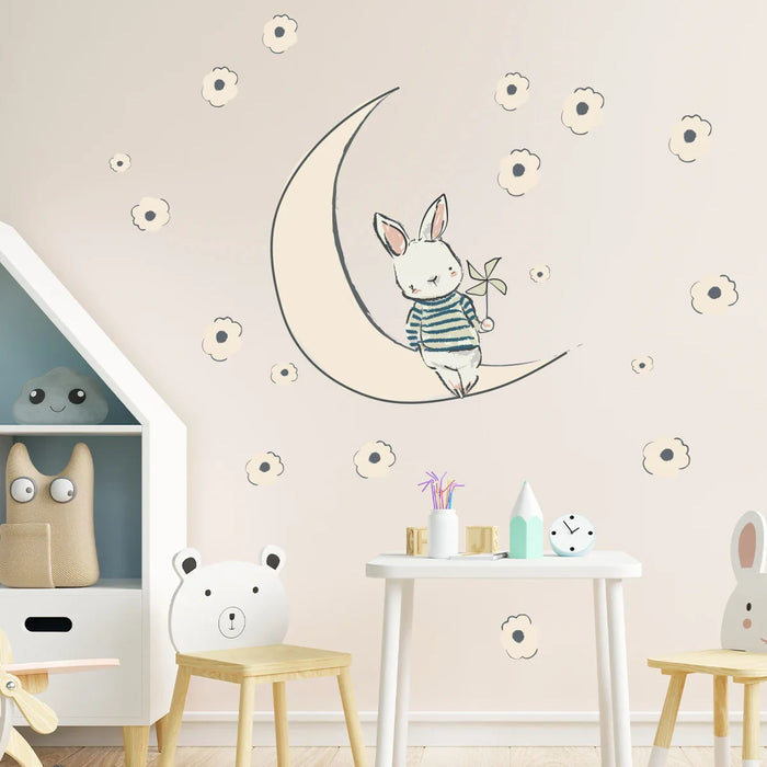 Adorable Cartoon Rabbit Wall Stickers For Kids Room Decor