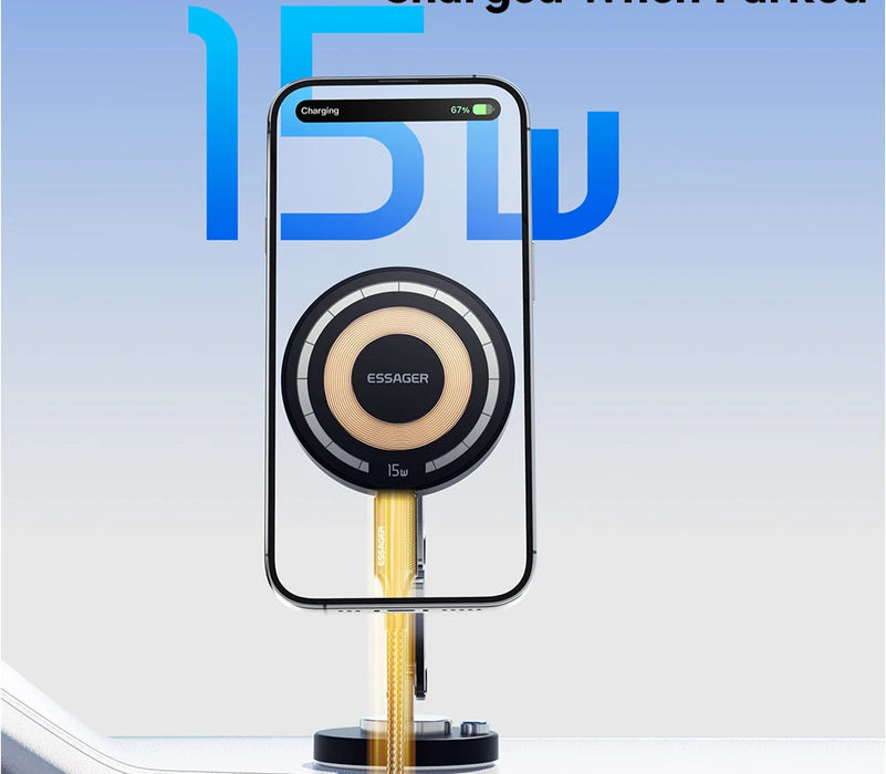 Magnetic Wireless Charger Car Phone Holder 15W Fast Charging Easy Paste Mount Stand For Magsafe Iphone 15 14 13 Pro Max
