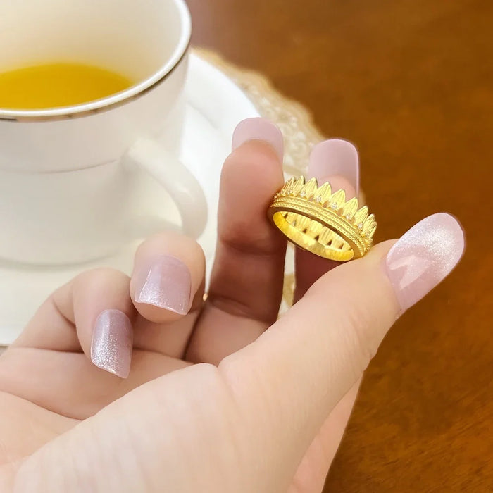 925 Sterling Silver Leaves Crown Band Ring Ethnic Women