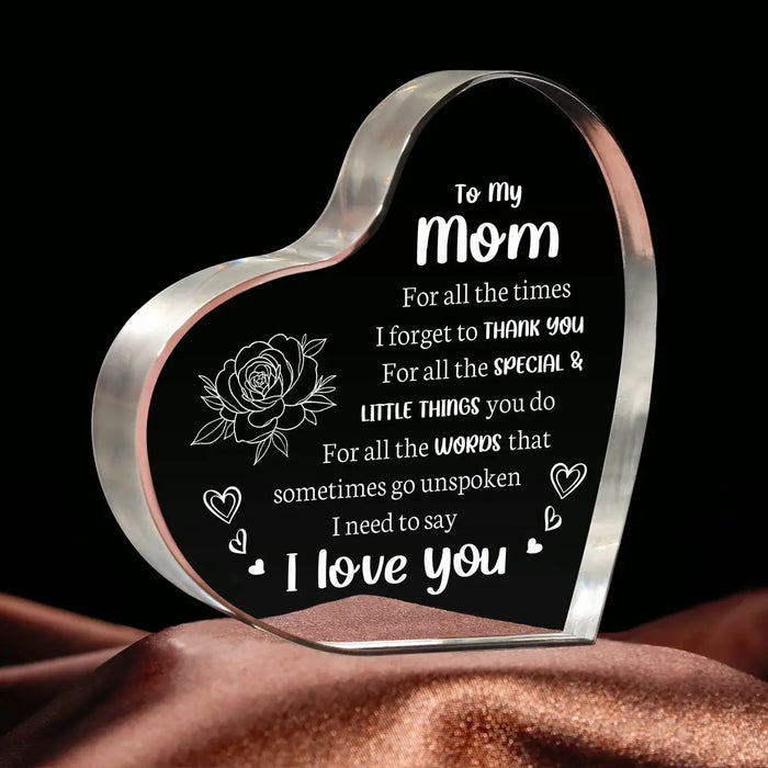 Acrylic Heart Shaped Mom Gifts For Mother's Day Birthday And Christmas