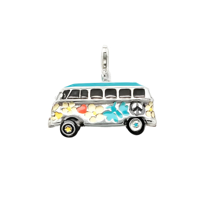 925 Sterling Silver Colourful Peace Bus Pendant Fashion Jewelry For Men & Women