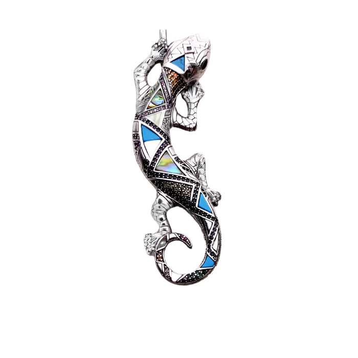 925 Sterling Silver Turquoise Lizard Pendant Spring Fine Jewelry Gift For Women & Men