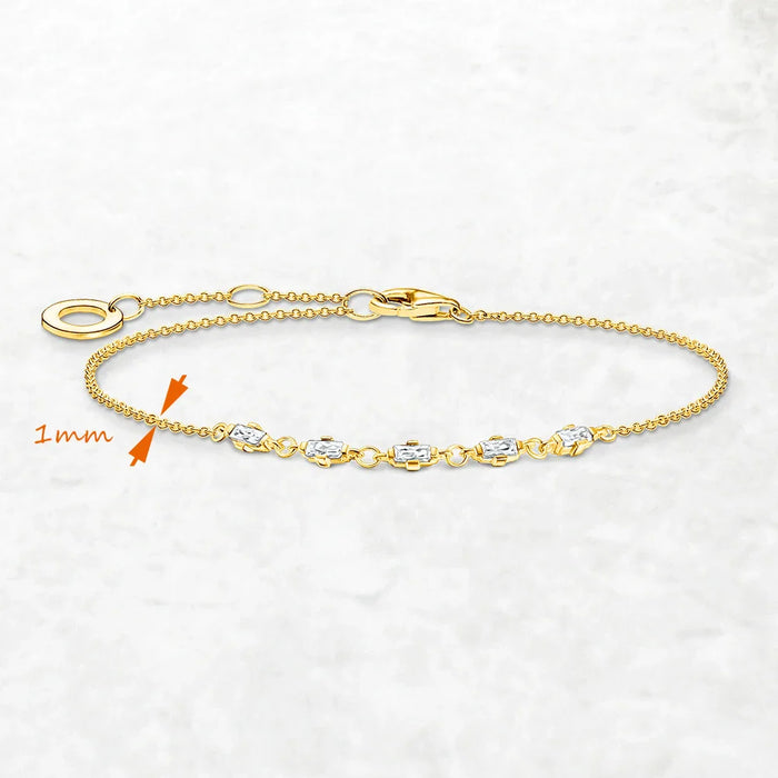 925 Sterling Silver Modern Link Chain Bracelet Happiness Jewelry For Women