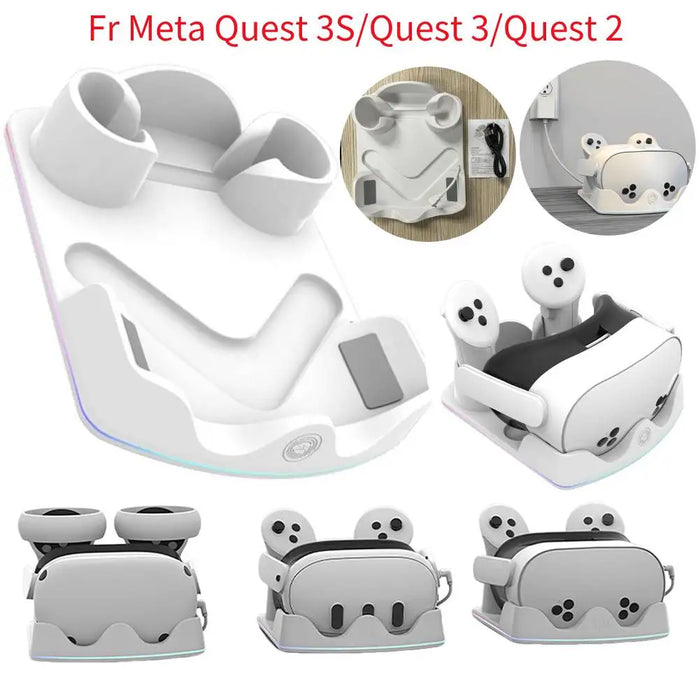 Charging Dock For Meta Quest 3S Vr Headest Fast Charging Station Headset Display Stand And Controller Mount For Meta Quest 3