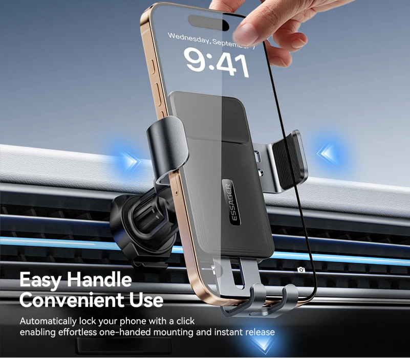 Gravity Car Phone Holder Air Vent Clip Mount Mobilephone Stand For 4.7-6.5 Inch Phone For Iphone 16 15 14 13 Pro Xiaomi
