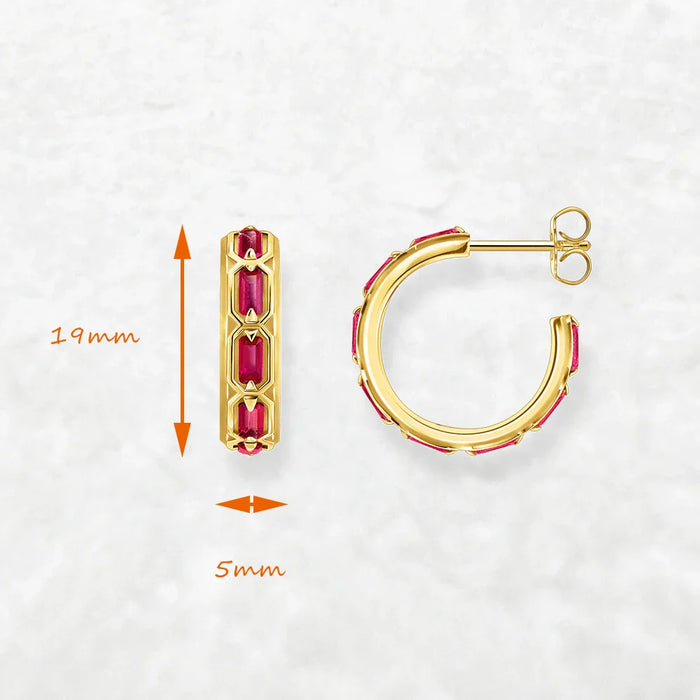 925 Sterling Silver Red Crocodilian Armor Hoop Earrings Europe Style Unisex Rebel