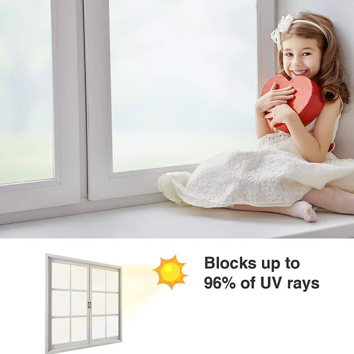 Frosted Glass Film For Home - Sun Blocking Non-Adhesive Static Cling Bathroom Door Cover