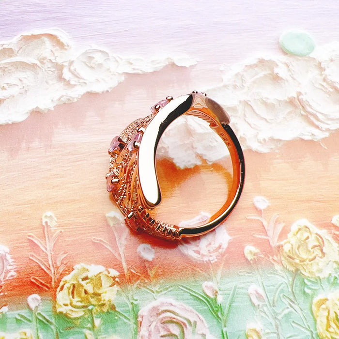 925 Sterling Silver Rose Gold Phoenix Wings Ring Boho For Women