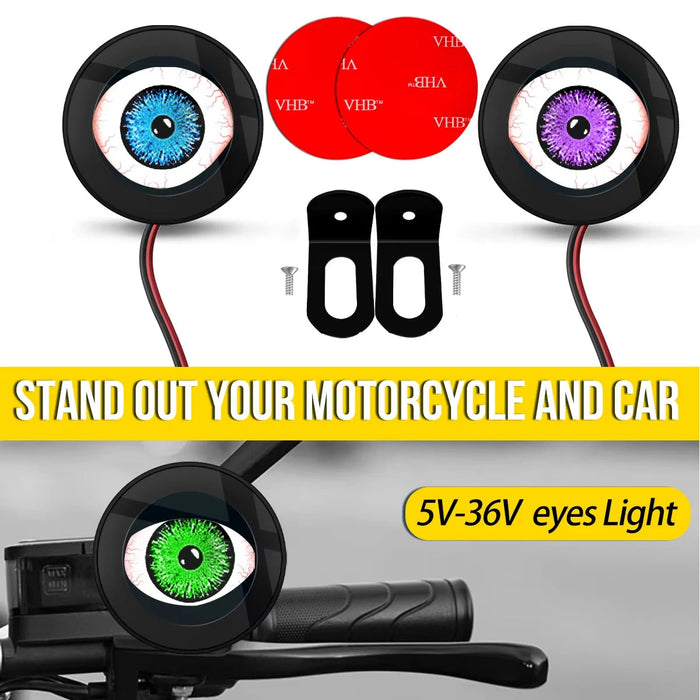 3D Devil Eye Led Motorcycle Light Kit Oled Screen Dc5-36V