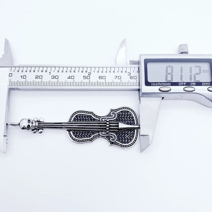 925 Sterling Silver Skull Cello Pendant Rebel Street Jewelry For Men & Women