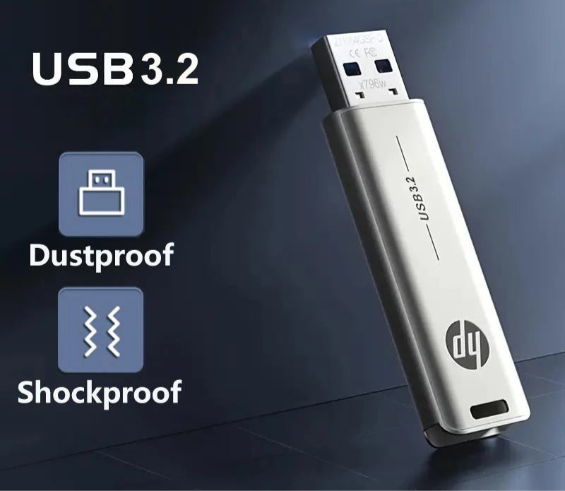 HP High Speed Usb3.2 Flash Drive 32gb To 256gb Capacity Metal Design For Pc Office Mobile