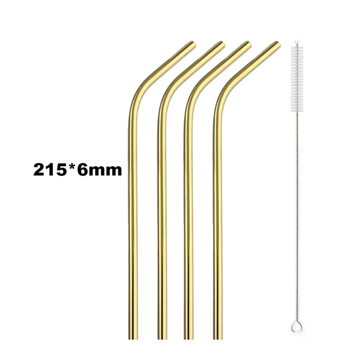 Stainless Steel Reusable Drinking Straws With Cleaning Brush