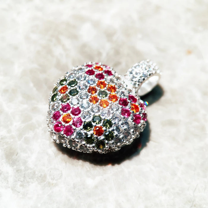 925 Sterling Silver Flower Heart Pendant Glam Jewelry For Women