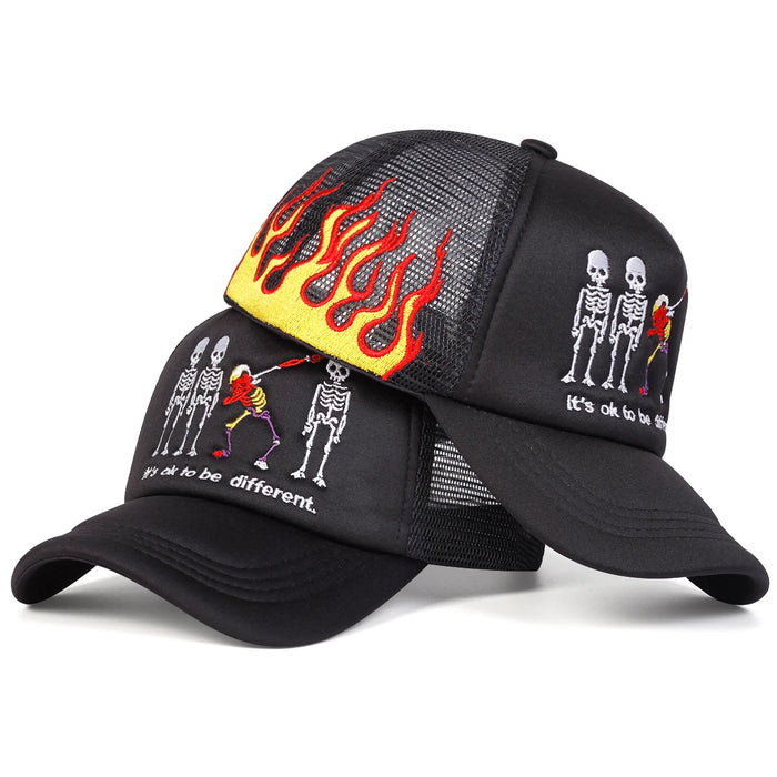 Embroidered Skeleton Baseball Cap Adjustable Sun Hat