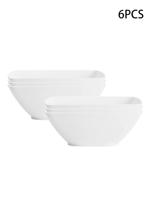 2 / 6 / 12 Piece Reusable Large White Plastic Bowls Ideal For Soup Noodles Oatmeal Salad