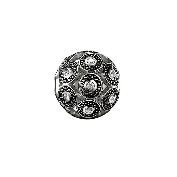 925 Sterling Silver Art Deco Black Beads Charm European Jewelry Gift