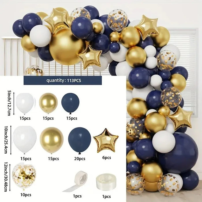 113 Pcs Navy Blue Balloon Arch Wreath Kit Suitable For Wedding Parties Birthday Parties Indoor Anniversary Party Decorations
