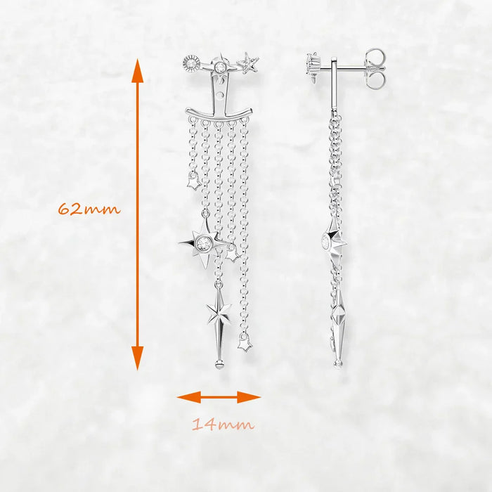 925 Sterling Silver Dreamy Star Drop Earrings Romantic Gift For Women