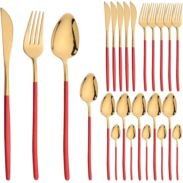 24 Piece Stainless Steel Cutlery Set For Kitchen Dining