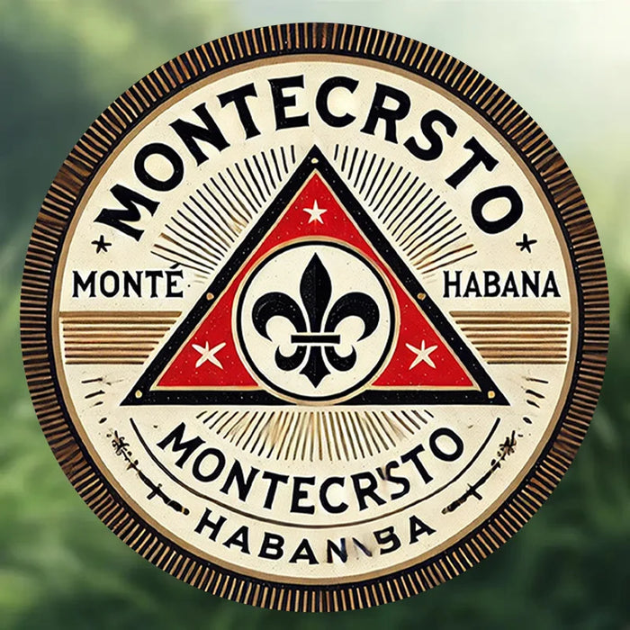 Vintage 8 Montecristo Cigar Metal Sign Red / Black Triangle Design
