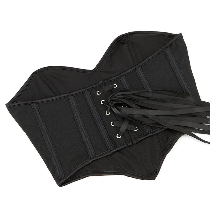 Mesh Cropped Top Corset Black Hollow Out Sweetheart Shape For Plus Size Women