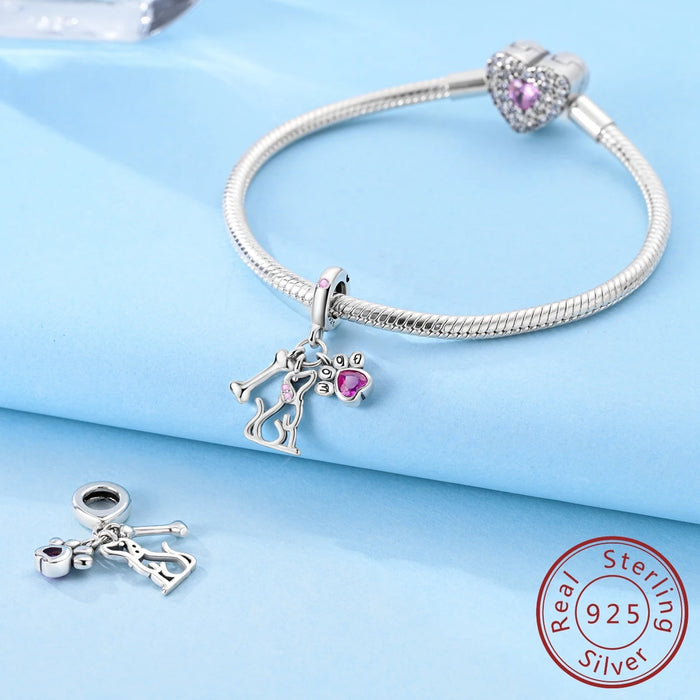 925 Sterling Silver Puppy Claw Bone Pendant For Women Diy Gift
