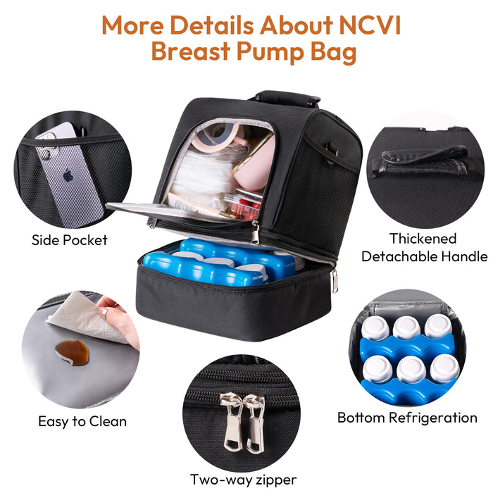 Double Layer Breast Pump Bag With Cooler