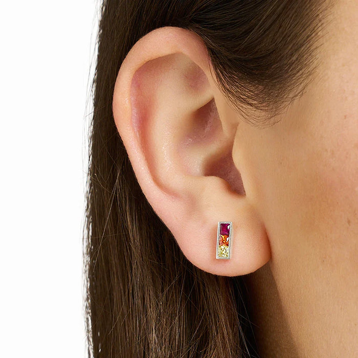 925 Sterling Silver Rainbow Stud Earrings