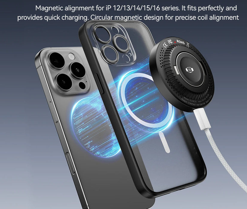 2-In-1 Magnetic Wireless Charger 15W With Holder Portable Fast Charging For Iphone 16 15 14 Pro Max Iwatch Huawei Xiaomi