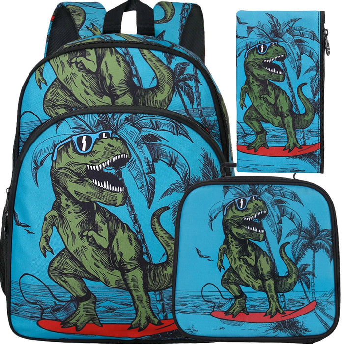 16 Inch Dinosaur Backpack Lunch Box Set For Little Kids