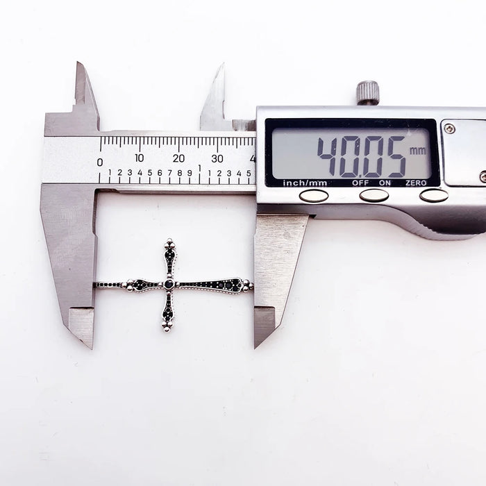 925 Sterling Silver Real Black Royalty Cross Pendant European Style Gift For Men & Women