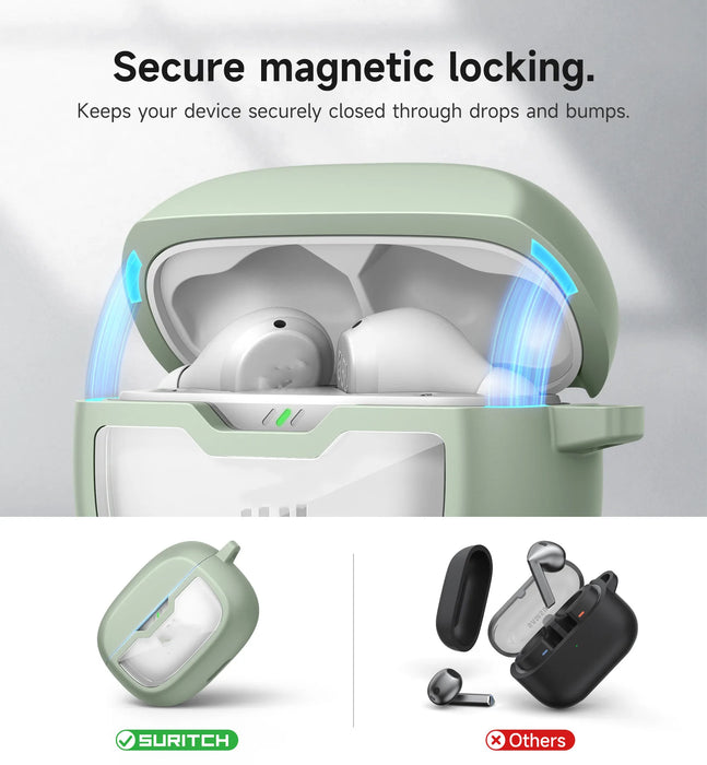 For Jbl Vibe Beam / Jbl Vibe Beam 2 / Jbl Vibe 200Tws Earbuds Shockproof Magnetic Protective Headphone Case With Anti Lost Keychain