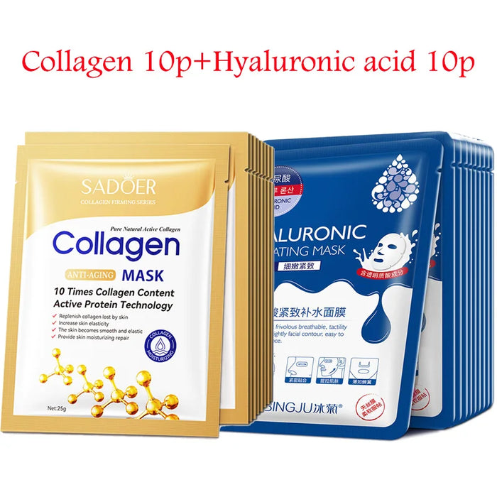 20 Hyaluronic Acid Collagen Face Masks Moisturizing Firming Hydrating
