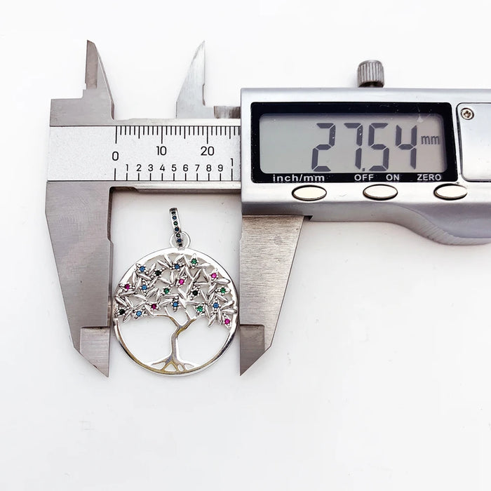 925 Sterling Silver Bohemia Nature Colourful Tree Pendant Happy Gift For Women