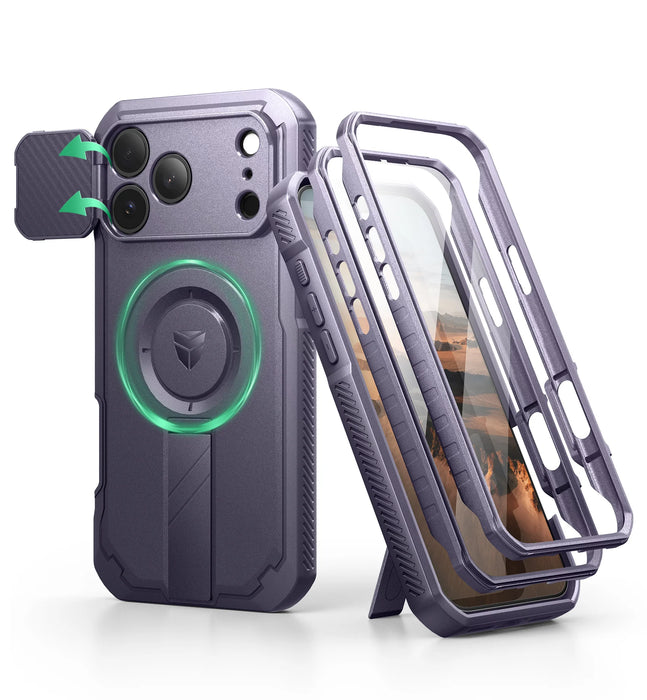 For Iphone 17 Pro Max Shockproof Magnetic Protective Case With Camera Case & Adjustable Kickstand Compatible With Magsafe