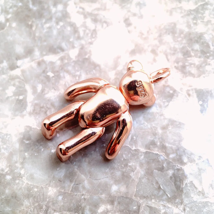 925 Sterling Silver Teddy Bear Pendant Pure Rose Gold Colour Soul Gift For Women