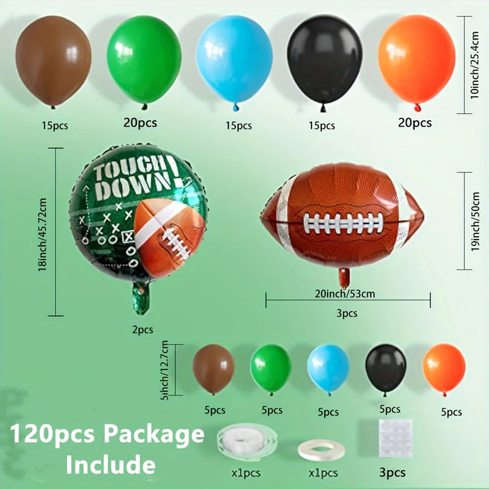 120Pcs Rugby Balloon Wreath Arch Kit Sports Themed Party Birthday Celebration Decor Upholstery Decorating Supplies