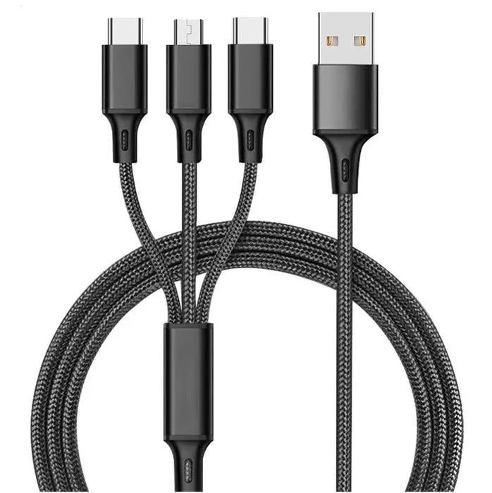 3 In 1 Nylon Braided 1.2M Fast Charging Cable