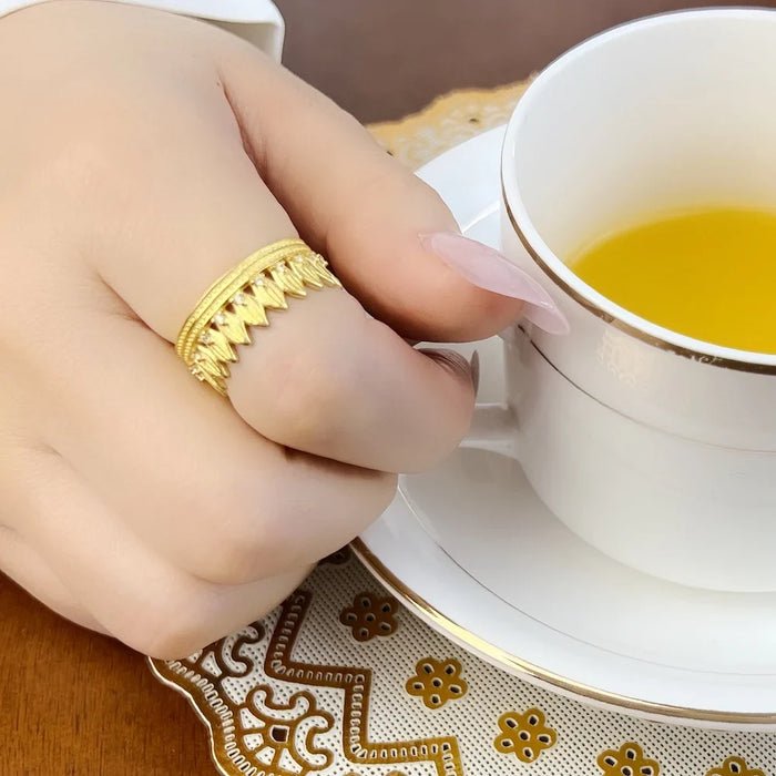 925 Sterling Silver Leaves Crown Band Ring Ethnic Women