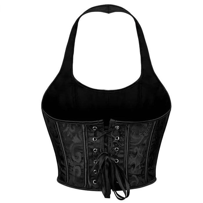 Black Corset Vest For Women Slimming Chest Binder With Halterneck